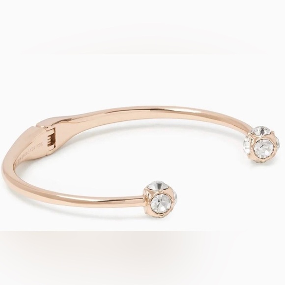kate spade Jewelry - Kate Spade Lady Marmalade Rose Gold CZ Hinged Cuff Bracelet W/ Pouch